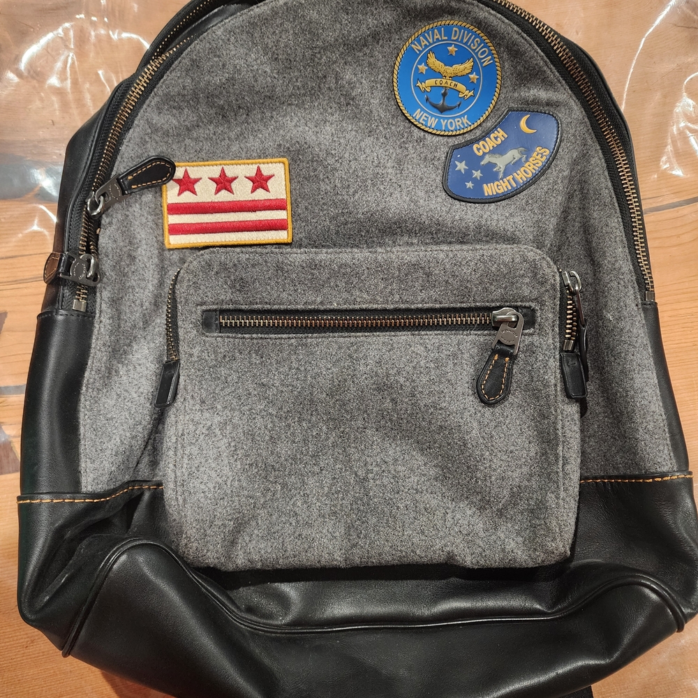 Coach Gray and Black Backpack with Patches